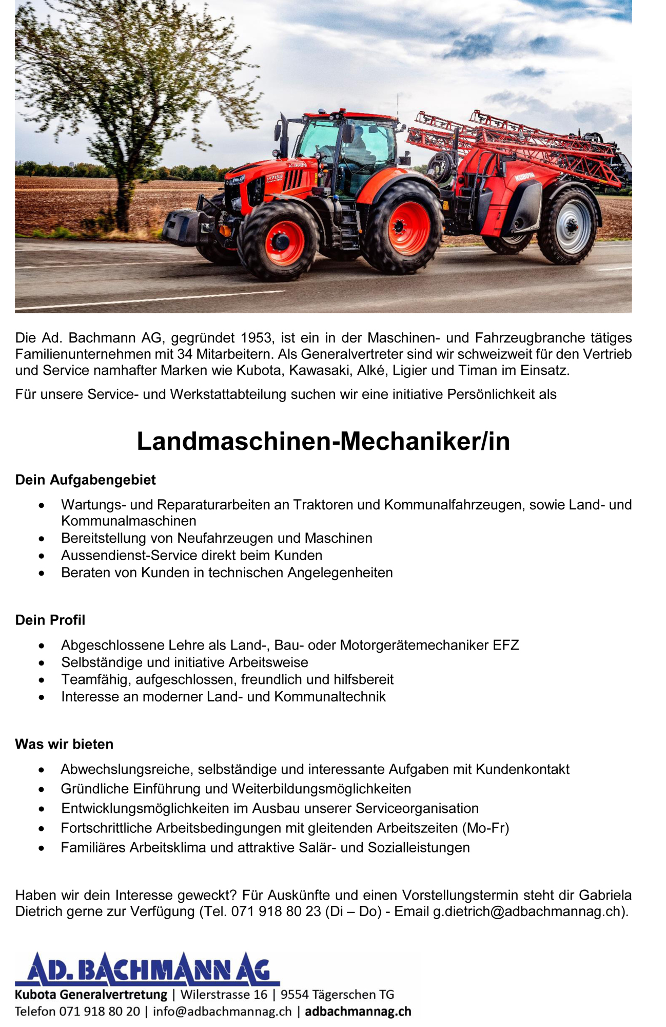 Stellenausschreibung Landmaschinen Mechaniker 10 2024